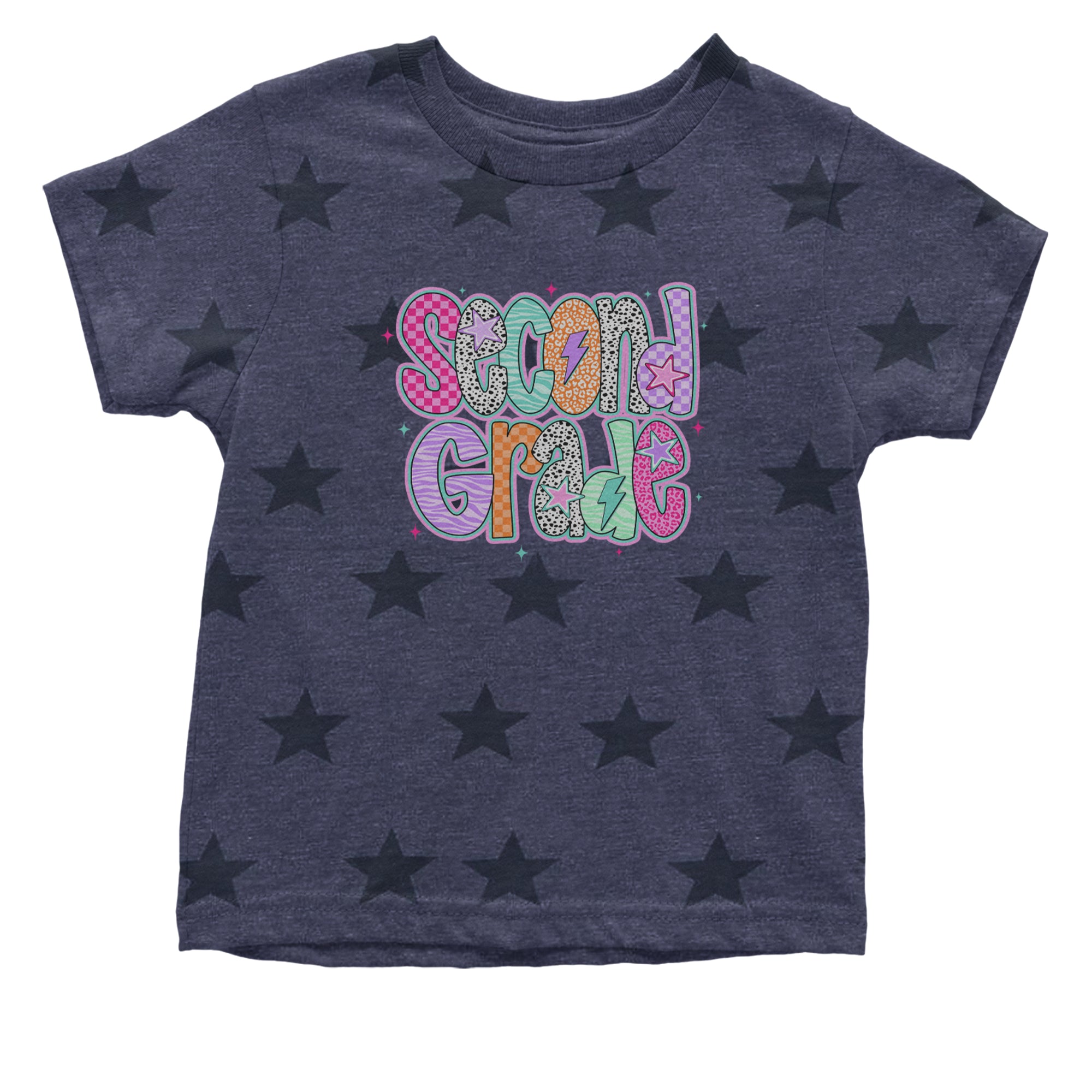 Second Grade Star Colorful Back to School Infant One-Piece Romper Bodysuit Or Toddler T-shirt Navy Blue STAR