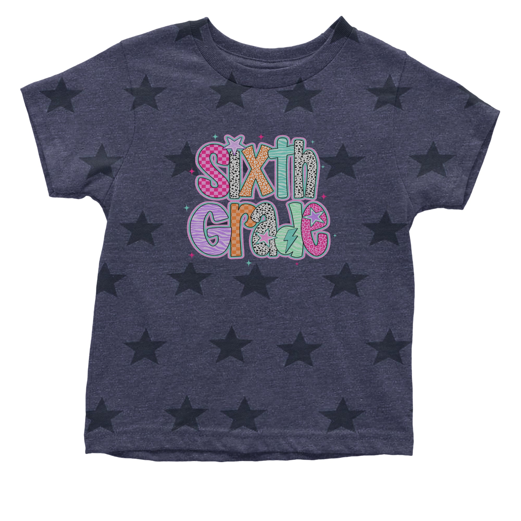 Sixth Grade Colorful Back to School Infant One-Piece Romper Bodysuit Or Toddler T-shirt Navy Blue STAR