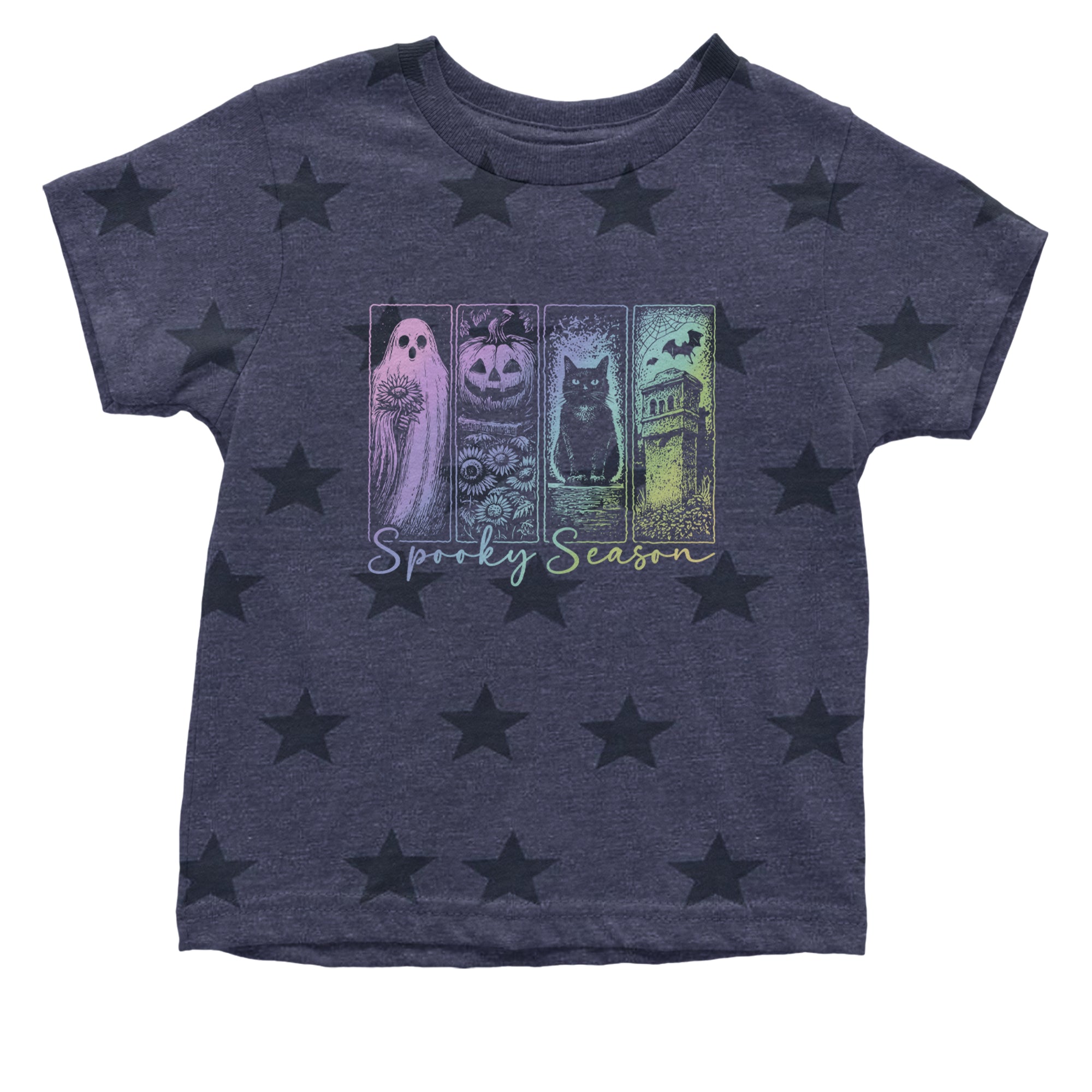 Spooky Season Cute Pastel Halloween Design Infant One-Piece Romper Bodysuit Or Toddler T-shirt Navy Blue STAR