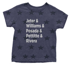 Jeter & Williams & Posada & Pettitte & Rivera Infant One-Piece Romper Bodysuit Or Toddler T-shirt Navy Blue STAR
