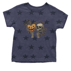Stay Creepy Skull and Pumpkin Halloween Infant One-Piece Romper Bodysuit Or Toddler T-shirt Navy Blue STAR