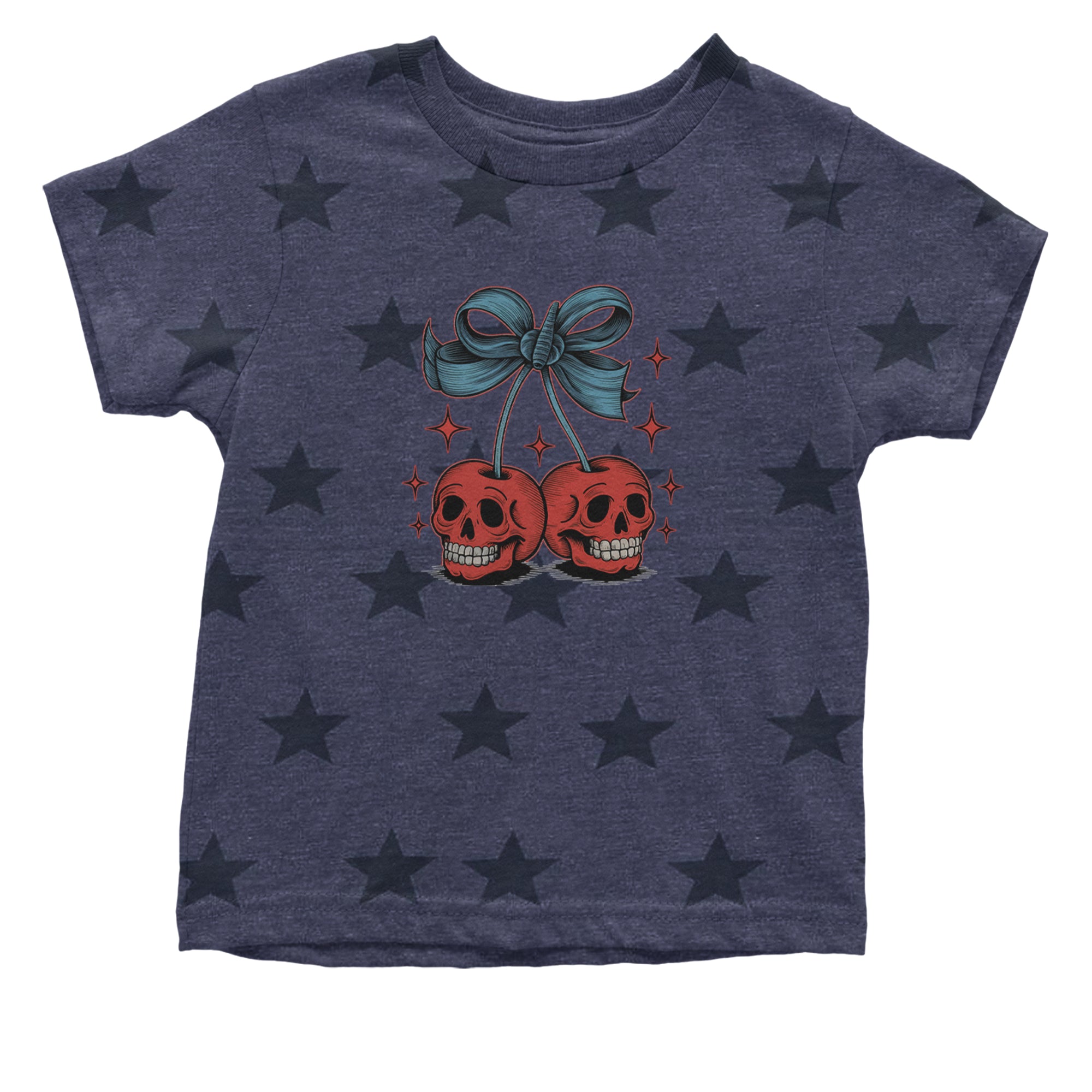 Cherry Skulls Retro Tattoo Infant One-Piece Romper Bodysuit Or Toddler T-shirt Navy Blue STAR
