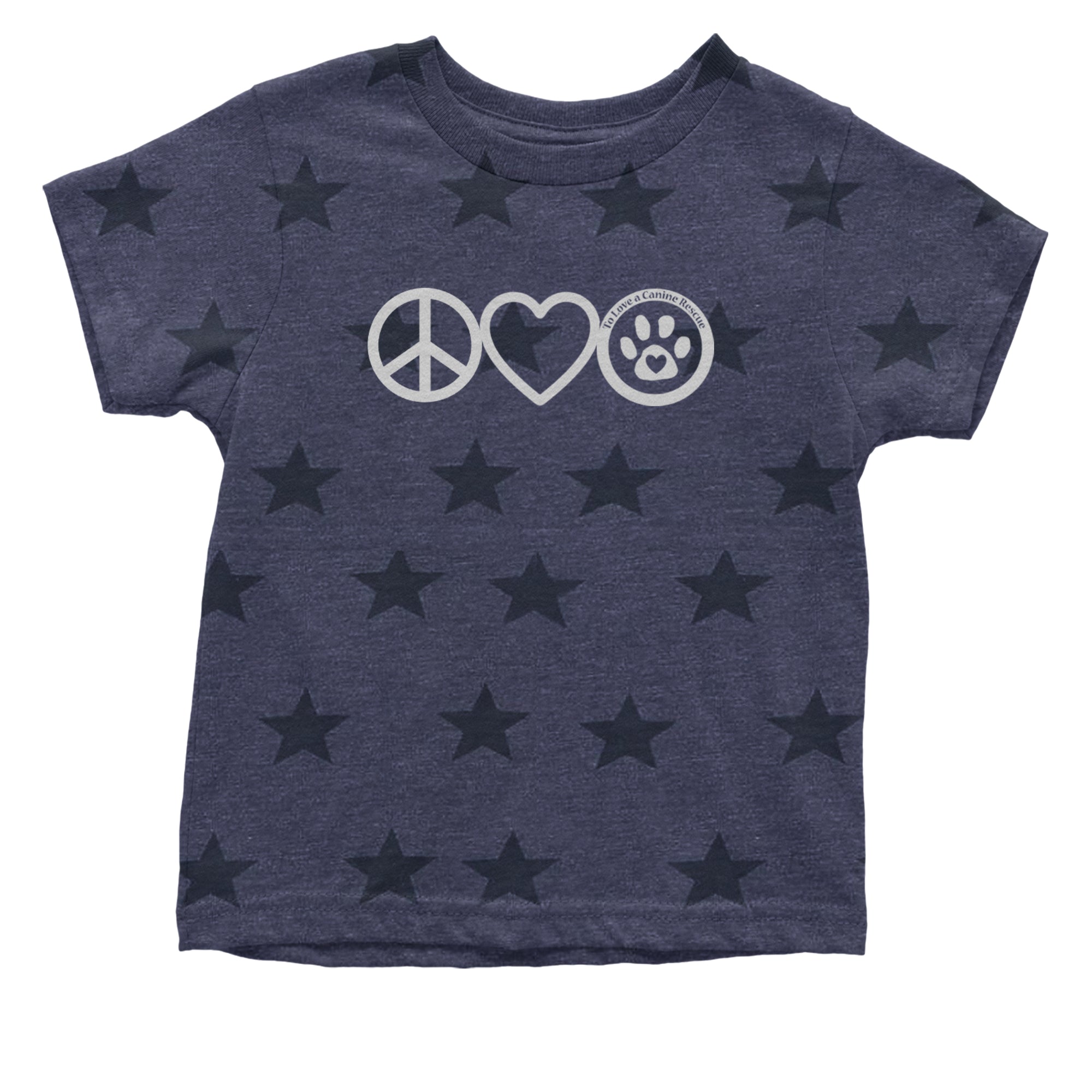 Peace, Love and TLC Dog Rescue Infant One-Piece Romper Bodysuit Or Toddler T-shirt Navy Blue STAR