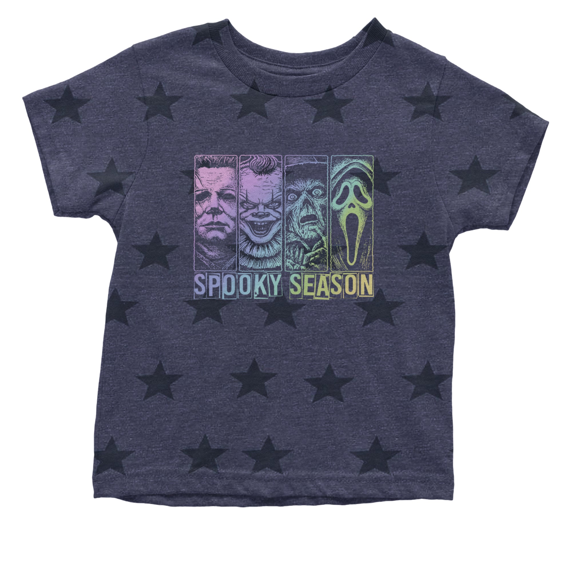 Spooky Season Horror Icons Halloween Infant One-Piece Romper Bodysuit Or Toddler T-shirt Navy Blue STAR