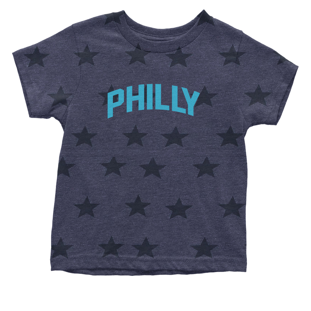 Philly Philadelphia Pride graphic on Onesie and Toddler T-Shirt in Navy Blue STAR alternate view 2