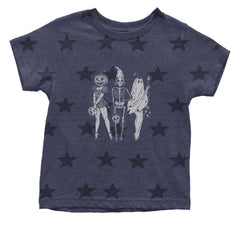 Vintage Spooky Squad Pinup Halloween Design Infant One-Piece Romper Bodysuit Or Toddler T-shirt Navy Blue STAR