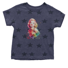 Mrs. Monroe Watercolors Bombshell Infant One-Piece Romper Bodysuit Or Toddler T-shirt Navy Blue STAR