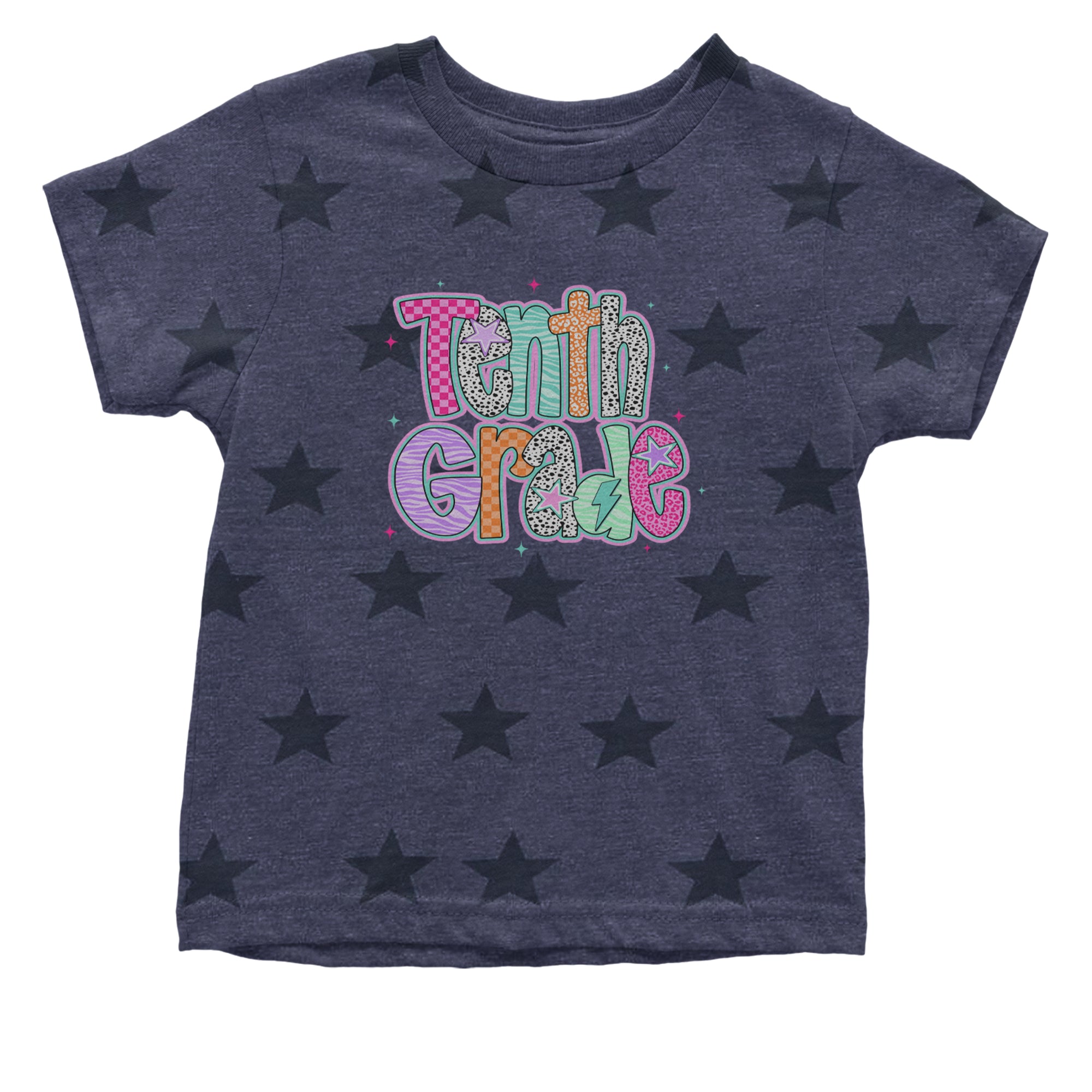 Tenth Grade Trendsetter Colorful Back to School Infant One-Piece Romper Bodysuit Or Toddler T-shirt Navy Blue STAR