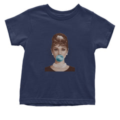 Audrey Hepburn Chewing Bubble Gum American Icon Infant One-Piece Romper Bodysuit Or Toddler T-shirt Navy Blue