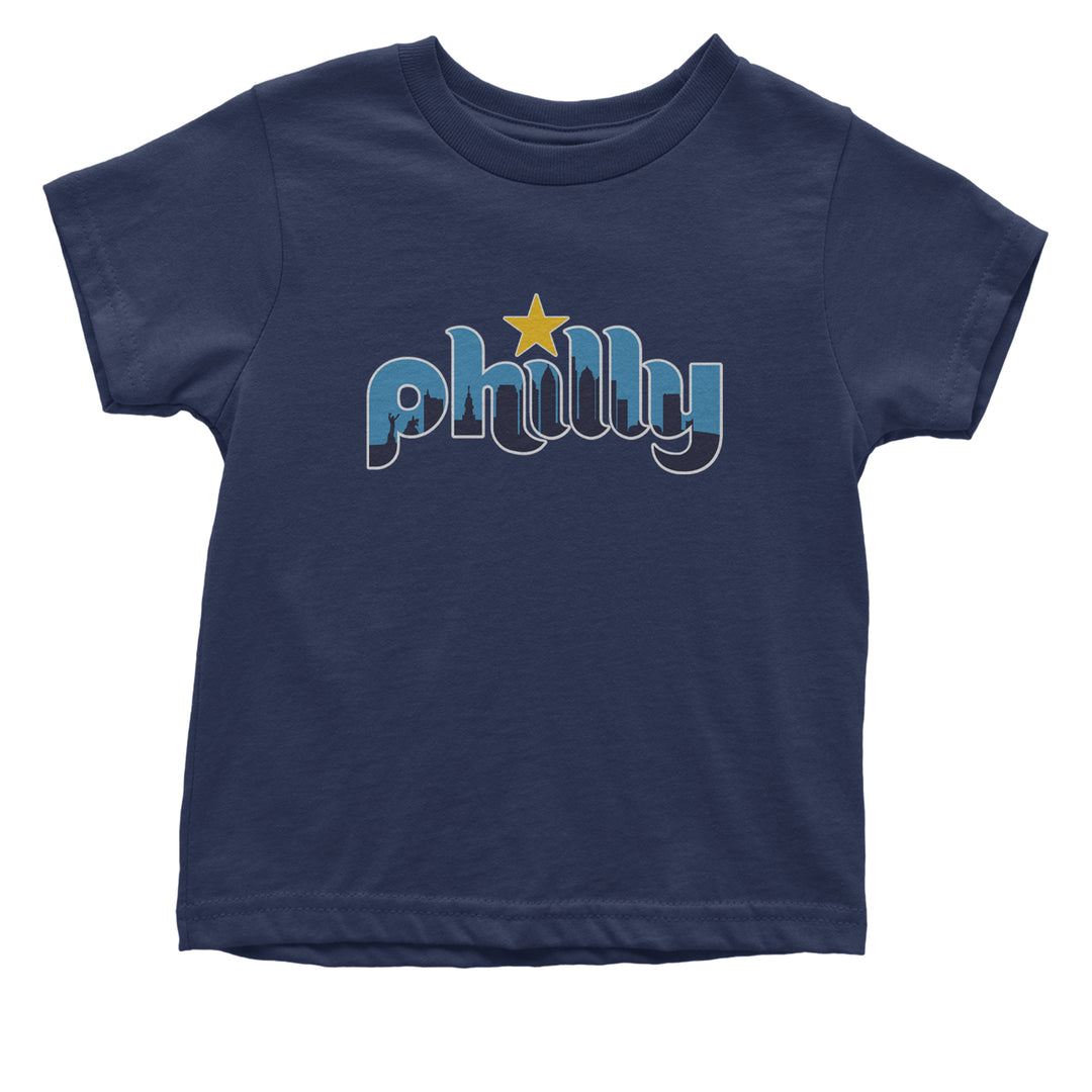 Skyline Philly Philadelphia Infant One-Piece Romper Bodysuit Or Toddler T-shirt Navy Blue