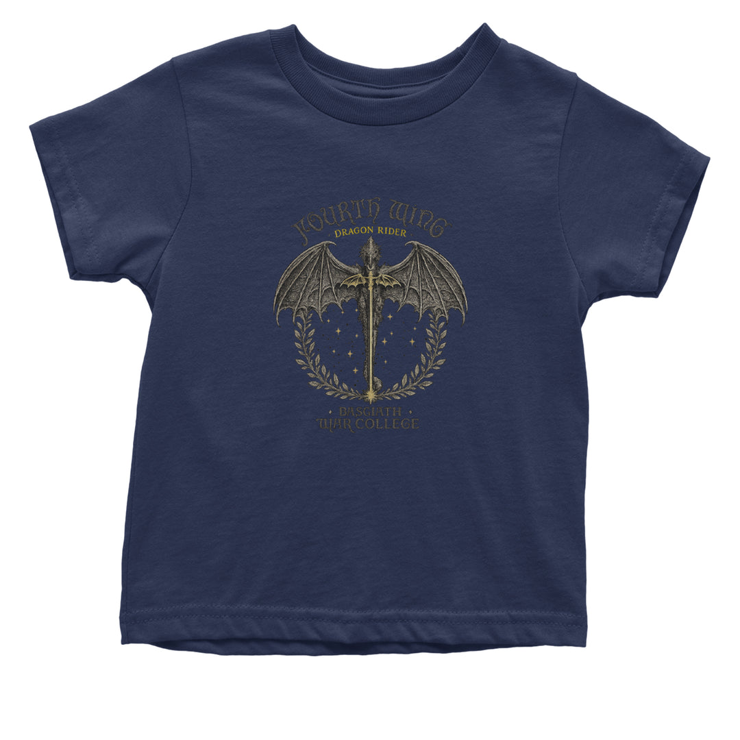 Fourth Wing Dragon Rider Vintage Basgiath War College Infant One-Piece Romper Bodysuit Or Toddler T-shirt Navy Blue