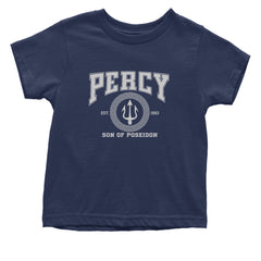 Percy Son Of Poseidon Sea God Infant One-Piece Romper Bodysuit Or Toddler T-shirt Navy Blue