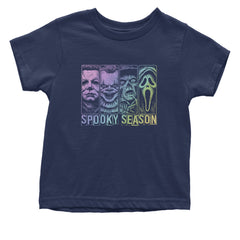 Spooky Season Horror Icons Halloween Infant One-Piece Romper Bodysuit Or Toddler T-shirt Navy Blue