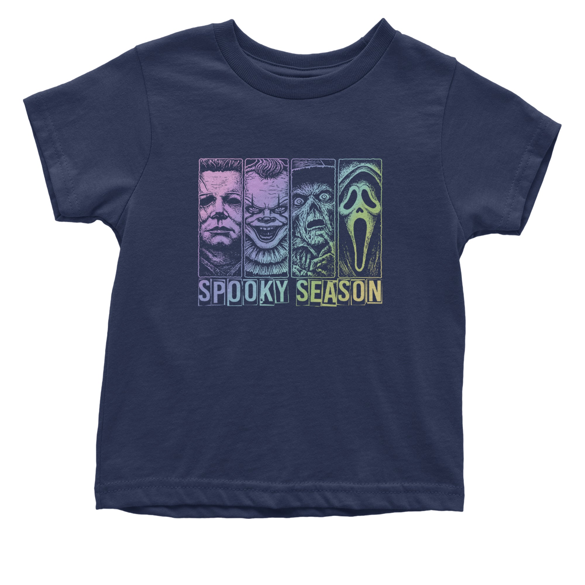 Spooky Season Horror Icons Halloween Infant One-Piece Romper Bodysuit Or Toddler T-shirt Navy Blue