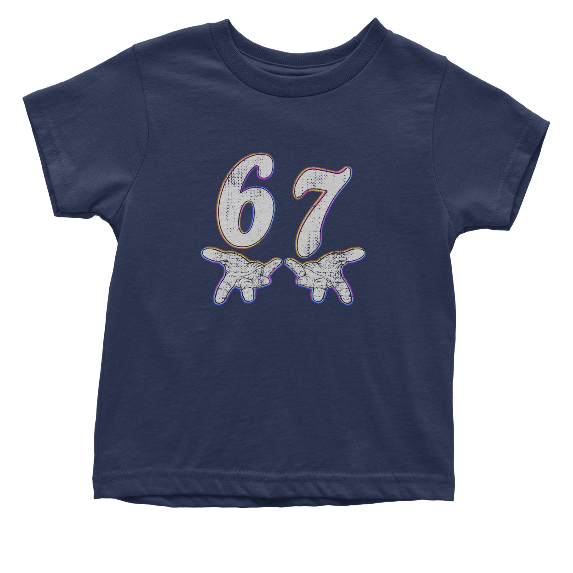 67 Hands Meme Viral Drill Infant One-Piece Romper Bodysuit Or Toddler T-shirt Navy Blue