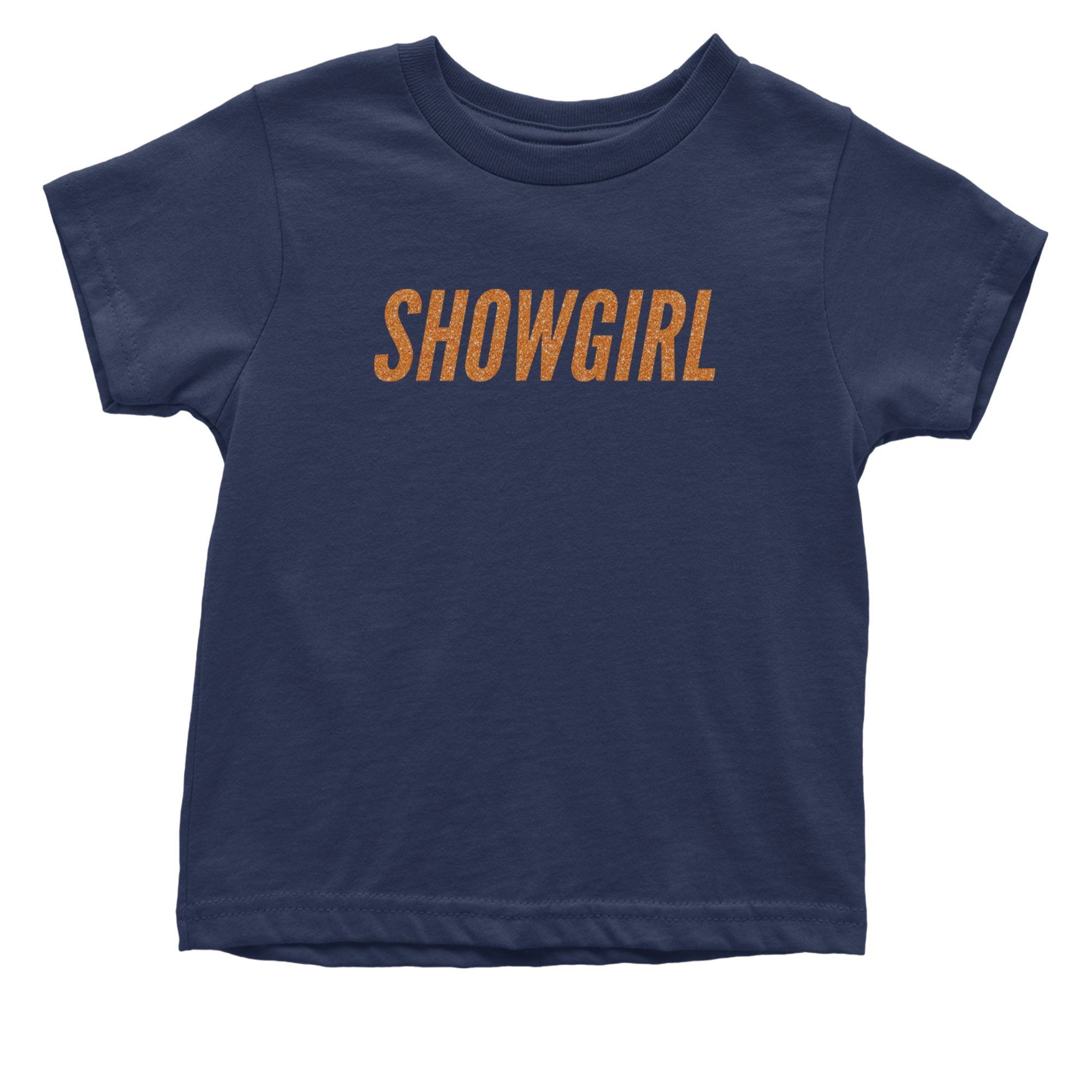 Showgirl Orange Glitter Infant One-Piece Romper Bodysuit Or Toddler T-shirt Navy Blue