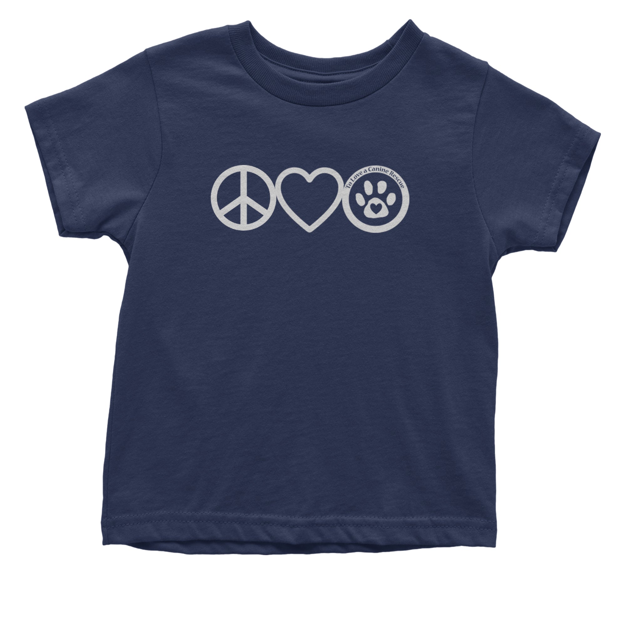 Peace, Love and TLC Dog Rescue Infant One-Piece Romper Bodysuit Or Toddler T-shirt Navy Blue