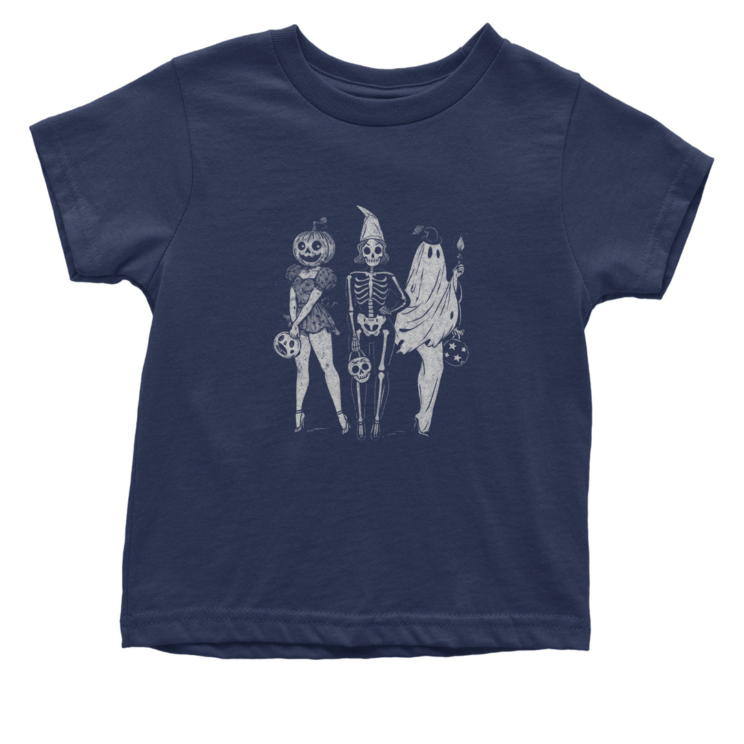 Vintage Spooky Squad Pinup Halloween Design Infant One-Piece Romper Bodysuit Or Toddler T-shirt Navy Blue