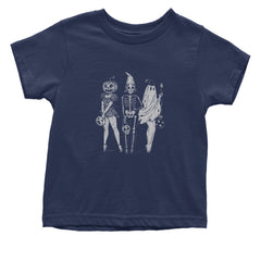 Vintage Spooky Squad Pinup Halloween Design Infant One-Piece Romper Bodysuit Or Toddler T-shirt Navy Blue