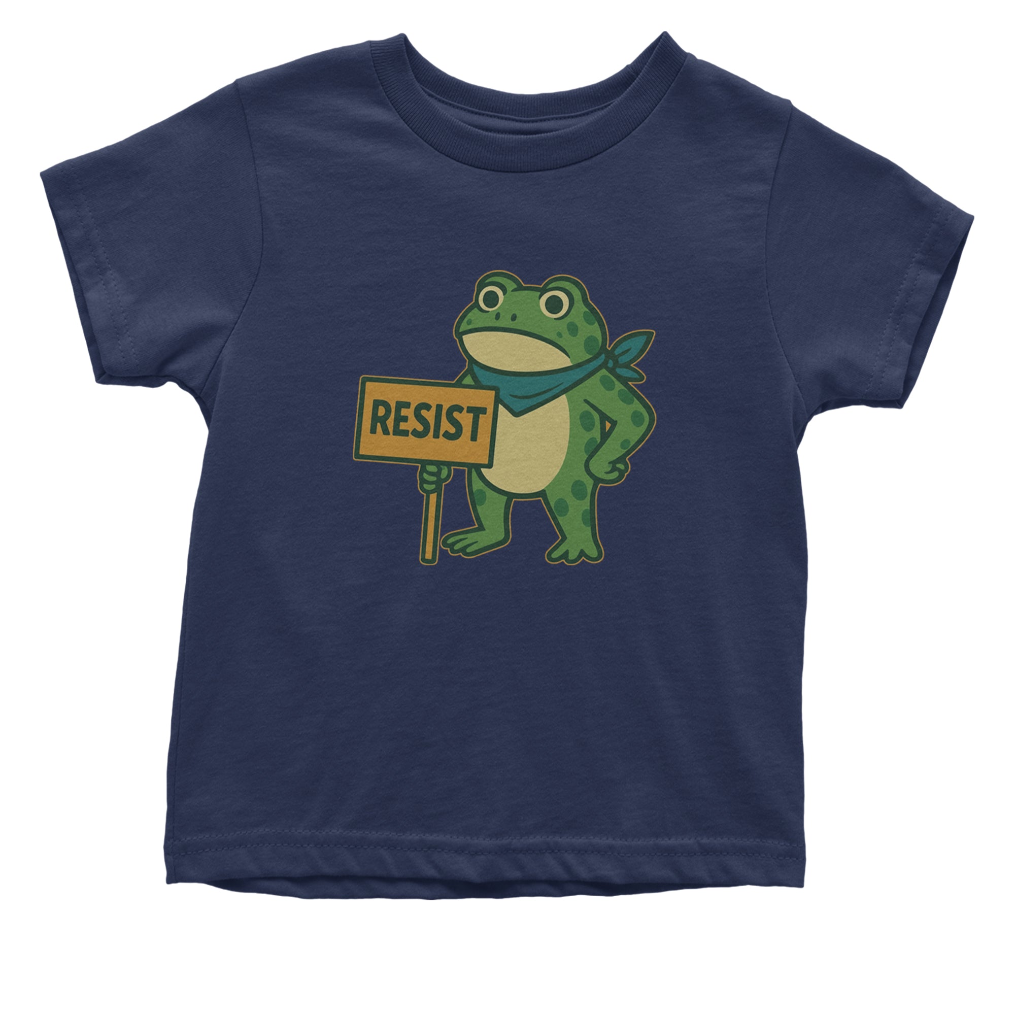Sign Resist Meme Frog Protest Infant One-Piece Romper Bodysuit Or Toddler T-shirt Navy Blue