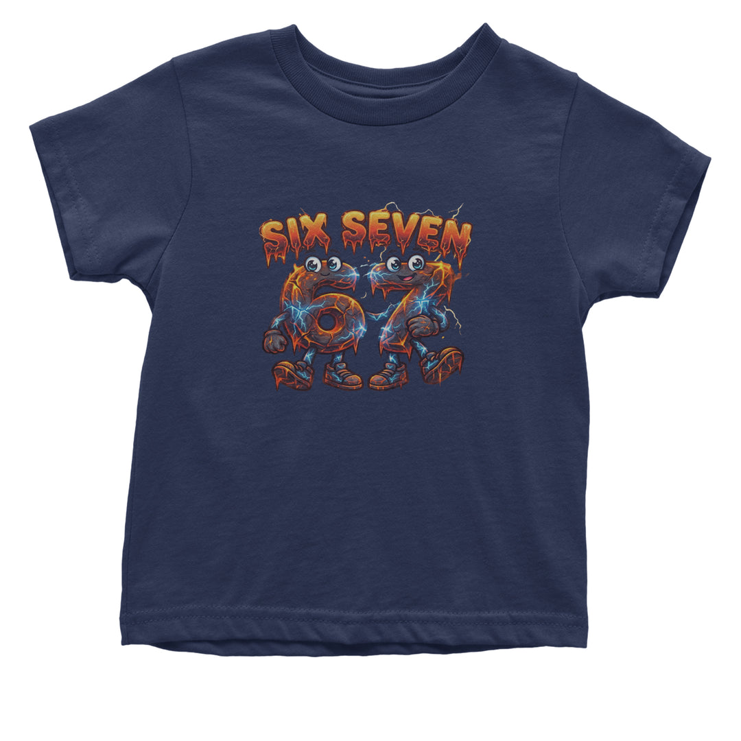 67 Lava Lightning Six Seven Meme Infant One-Piece Romper Bodysuit Or Toddler T-shirt Navy Blue