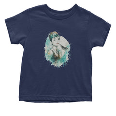 Mrs. Herpburn Iconic Watercolors Infant One-Piece Romper Bodysuit Or Toddler T-shirt Navy Blue