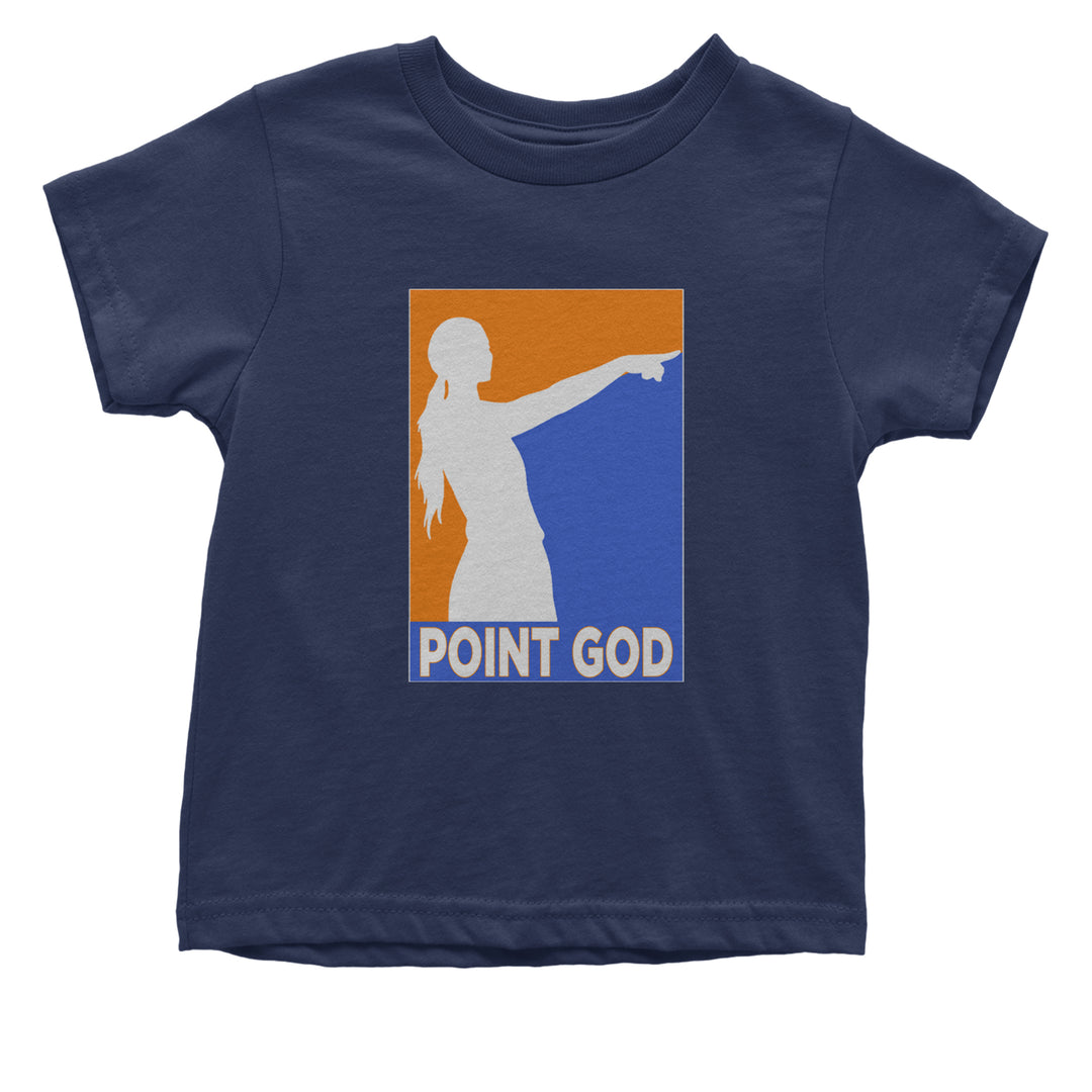 Point God Cunningham Basketball Pointing Meme  Infant One-Piece Romper Bodysuit Or Toddler T-shirt Navy Blue