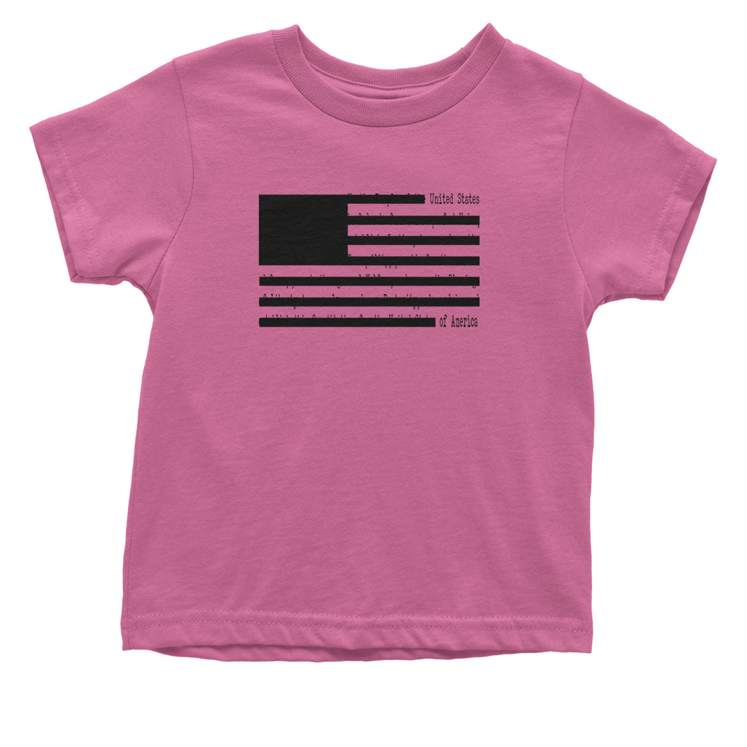 Redacted American Flag Infant One-Piece Romper Bodysuit or Toddler T-shirt Raspberry