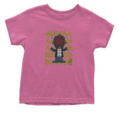 MUSTARD! Not Like Us Tv Off graphic on Onesie and Toddler T-Shirt in Raspberry alternate view 2