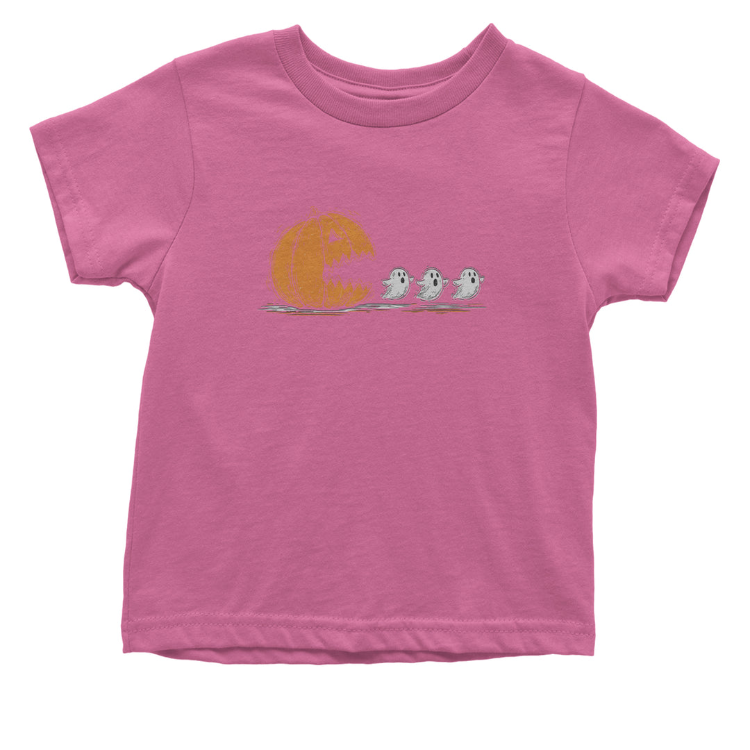 Pumpkin Pacman Chasing Ghosts Halloween Infant One-Piece Romper Bodysuit Or Toddler T-shirt Raspberry