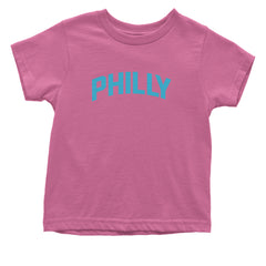 Philly Philadelphia Pride graphic on Onesie and Toddler T-Shirt in Raspberry