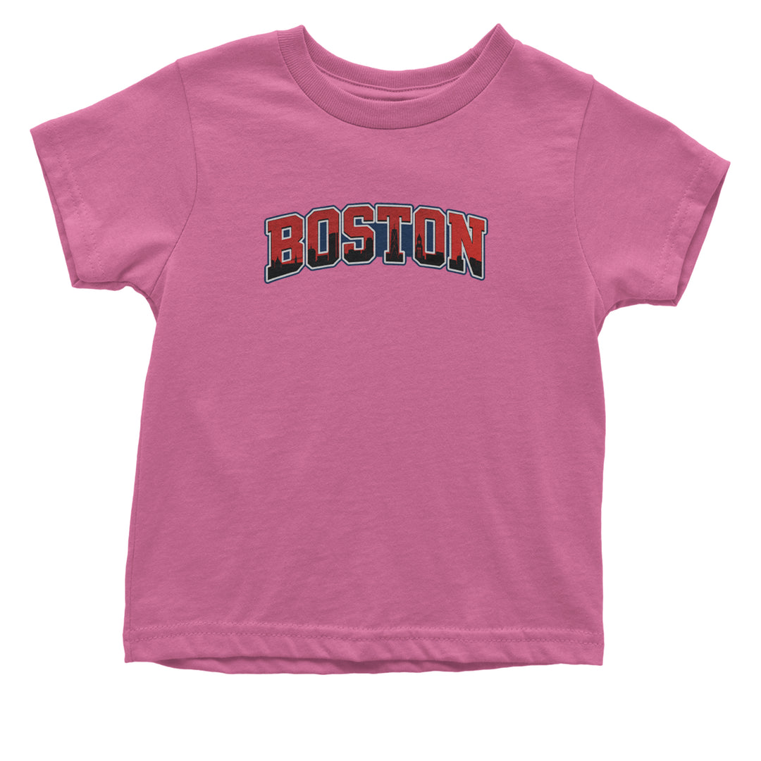Boston City Pride Skyline Infant One-Piece Romper Bodysuit Or Toddler T-shirt Raspberry
