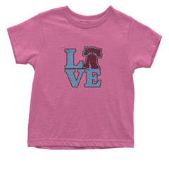Love Philly Liberty Bell Infant One-Piece Romper Bodysuit Or Toddler T-shirt Raspberry