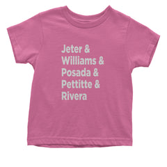 Jeter & Williams & Posada & Pettitte & Rivera Infant One-Piece Romper Bodysuit Or Toddler T-shirt Raspberry