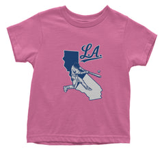 Los Angeles Baseball Batter Up Infant One-Piece Romper Bodysuit Or Toddler T-shirt Raspberry