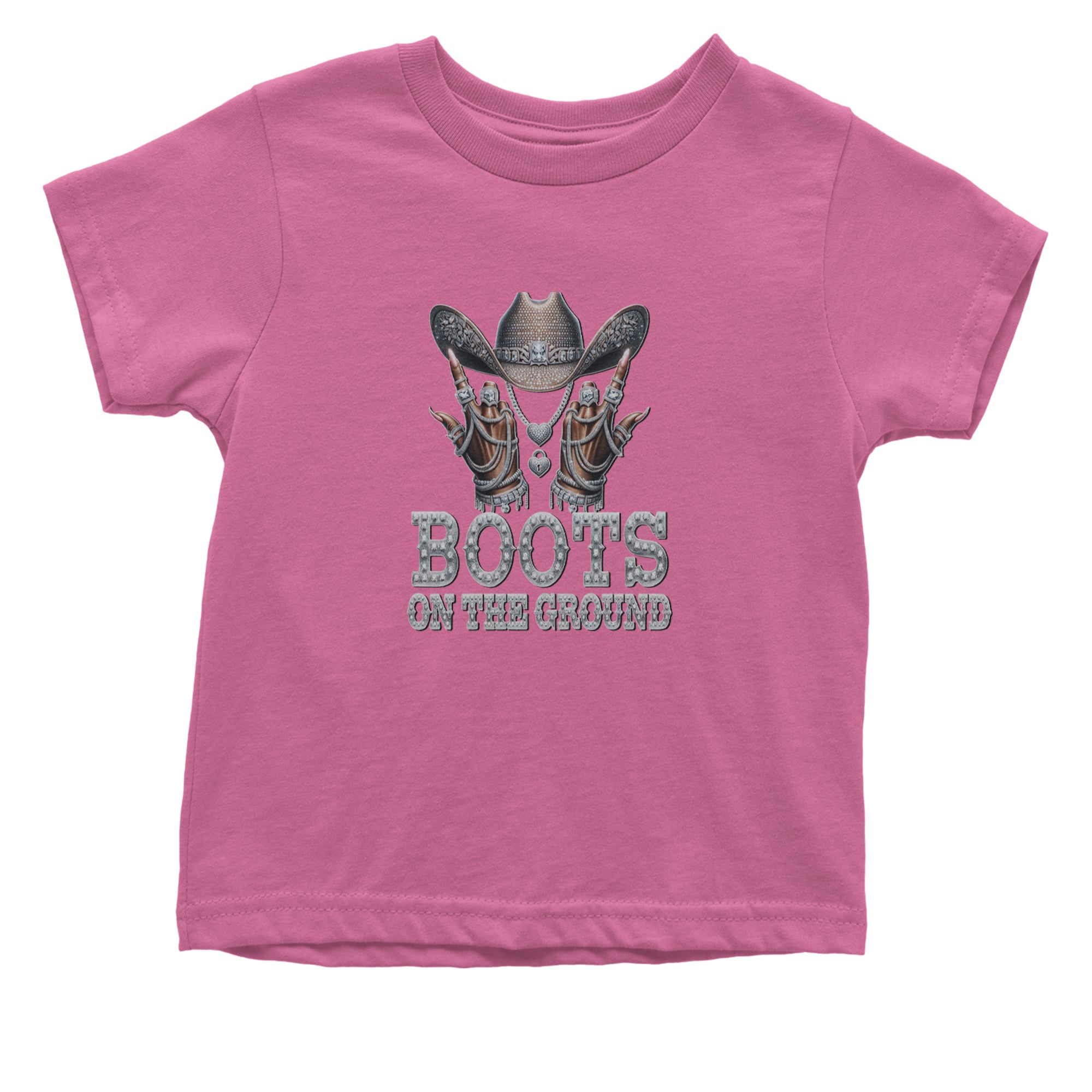 Boots On The Ground Bling Infant One-Piece Romper Bodysuit Or Toddler T-shirt Raspberry