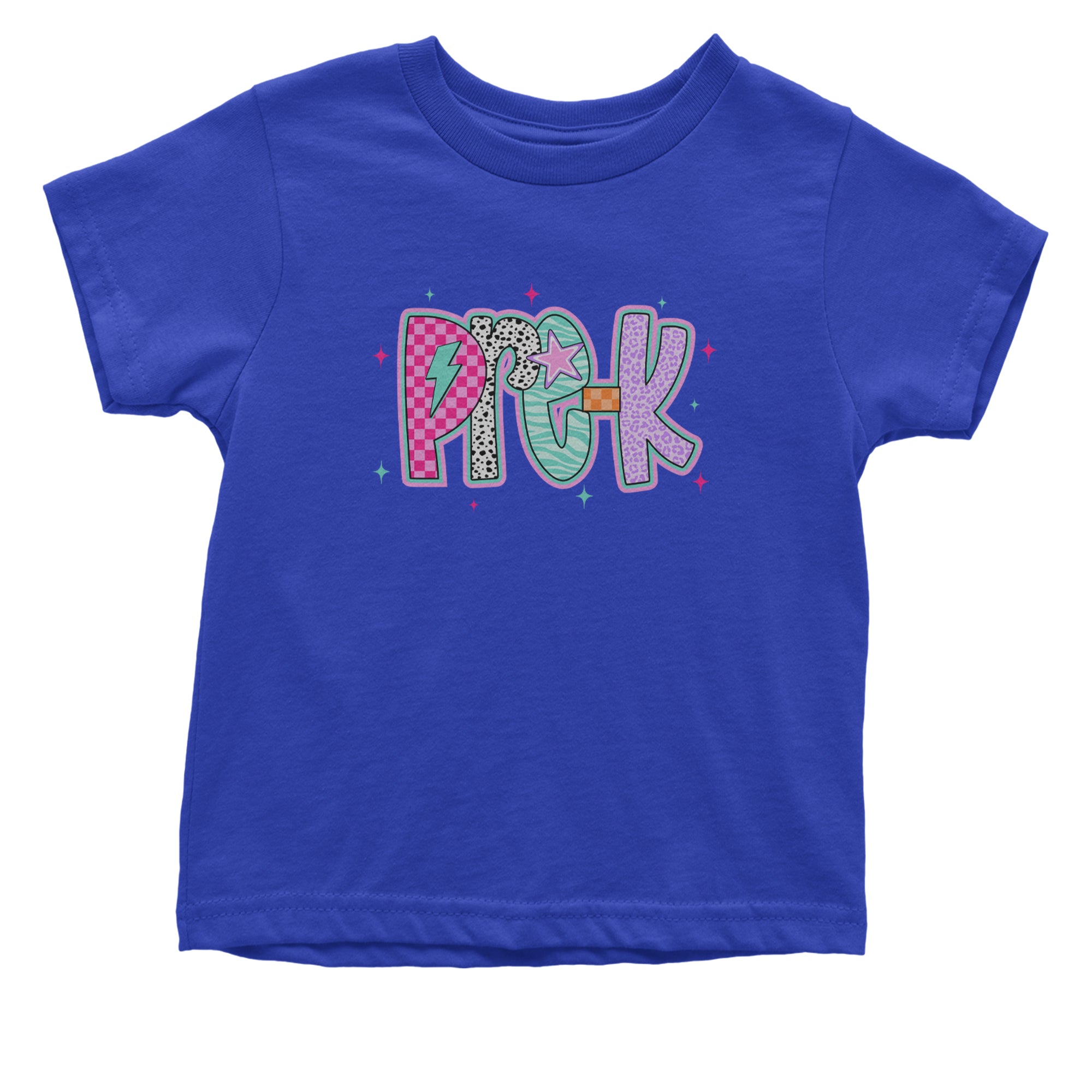 Pre-K Party Time Colorful Back to School Infant One-Piece Romper Bodysuit Or Toddler T-shirt Royal Blue