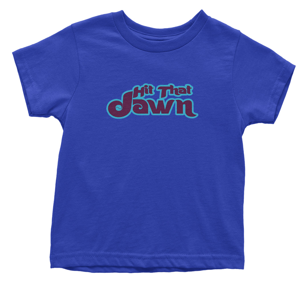 Hit That Jawn Philly Baseball graphic on Onesie and Toddler T-Shirt in Royal Blue alternate view 2