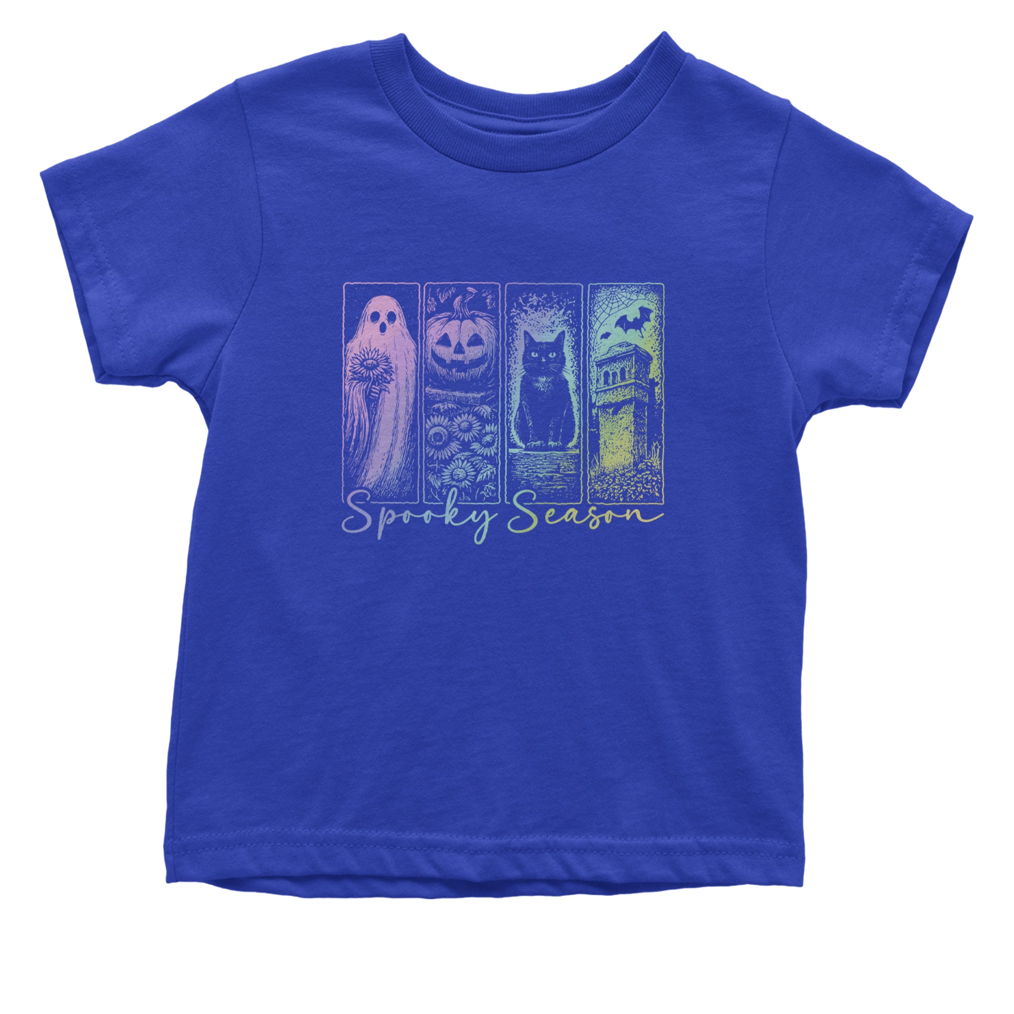 Spooky Season Cute Pastel Halloween Design Infant One-Piece Romper Bodysuit Or Toddler T-shirt Royal Blue