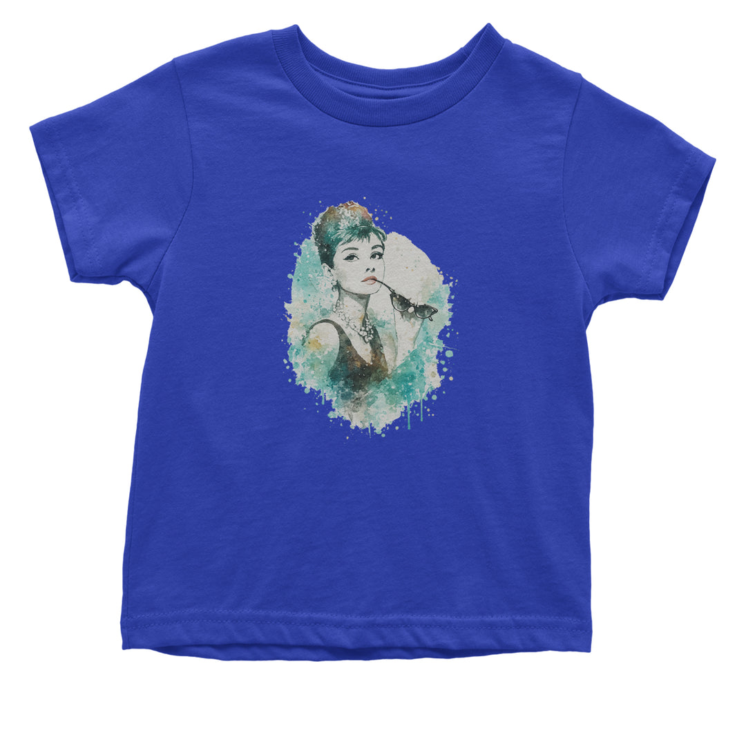 Mrs. Herpburn Iconic Watercolors Infant One-Piece Romper Bodysuit Or Toddler T-shirt Royal Blue