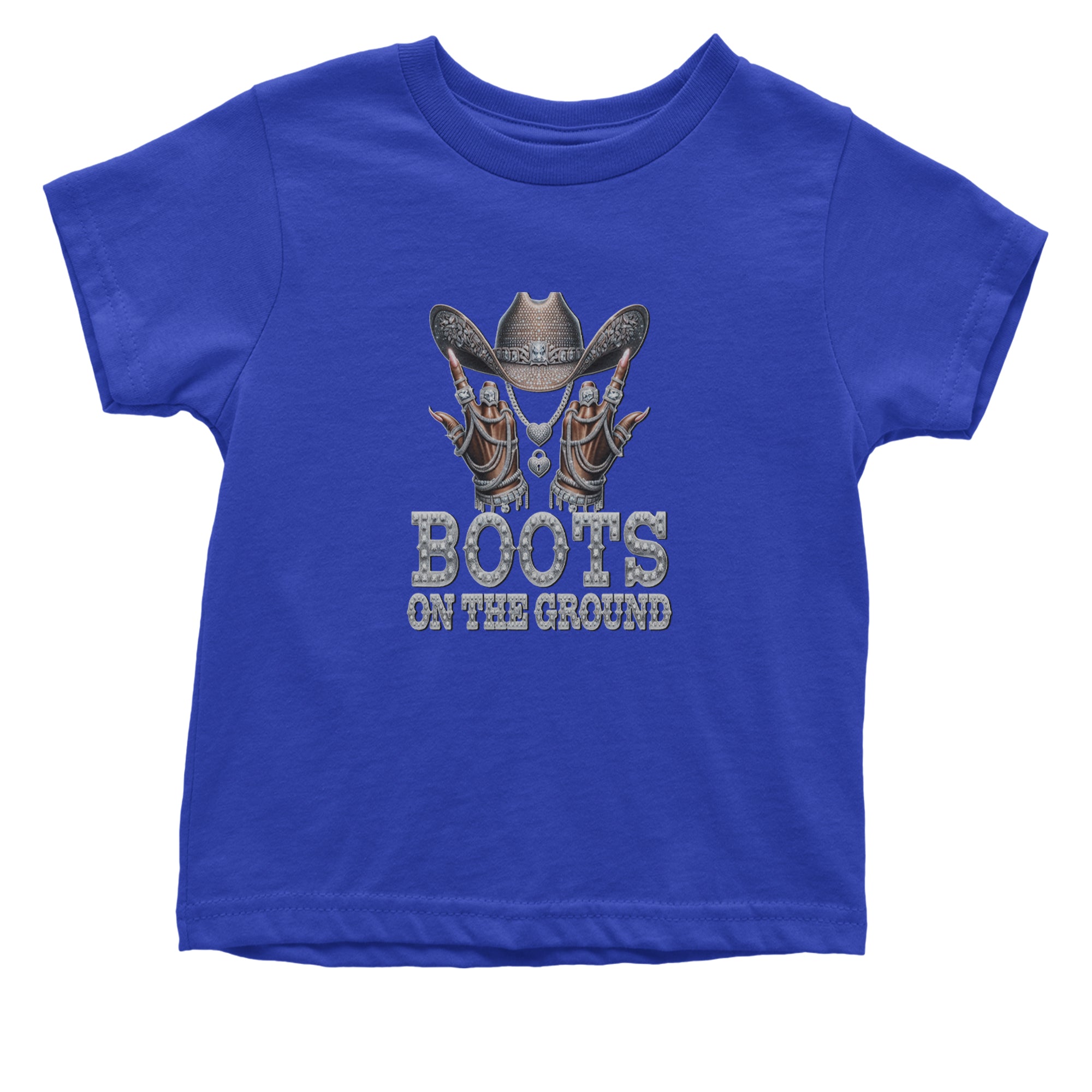 Boots On The Ground Bling Infant One-Piece Romper Bodysuit Or Toddler T-shirt Royal Blue