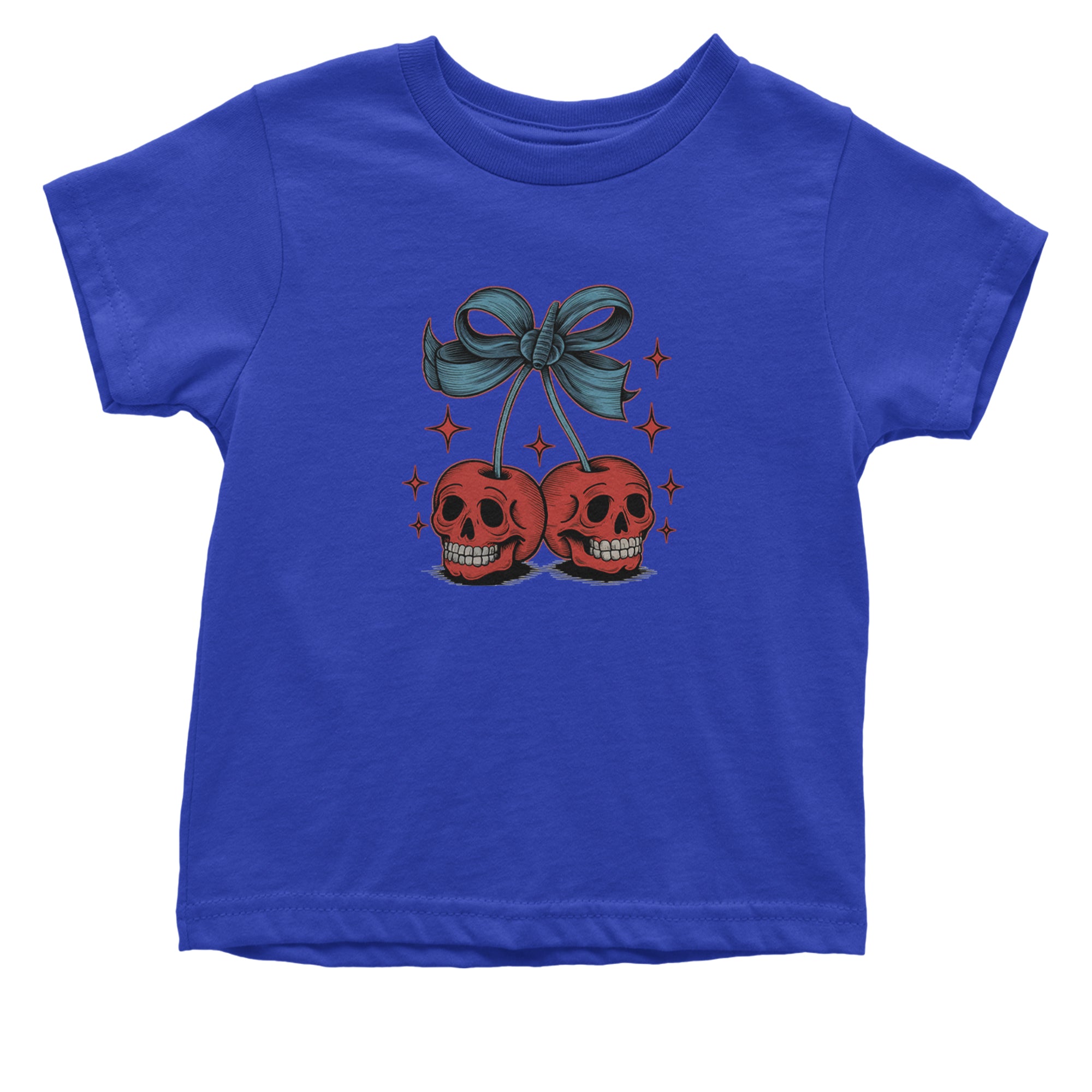 Cherry Skulls Retro Tattoo Infant One-Piece Romper Bodysuit Or Toddler T-shirt Royal Blue