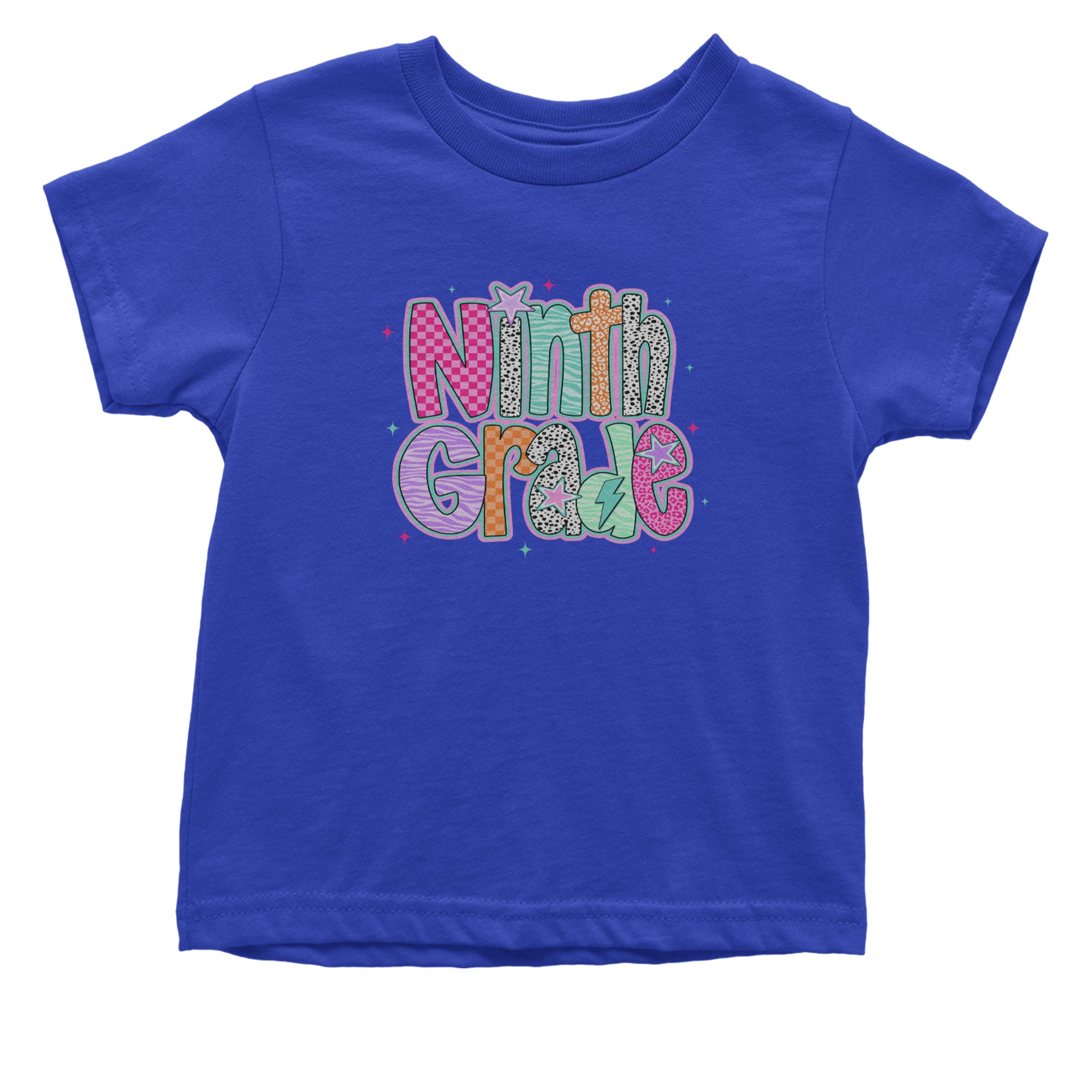 Ninth Grade Freshman Vibes Colorful Back to School Infant One-Piece Romper Bodysuit Or Toddler T-shirt Royal Blue