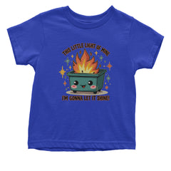 This Little Light of Mine Dumpster Fire Smile Face Infant One-Piece Romper Bodysuit Or Toddler T-shirt Royal Blue