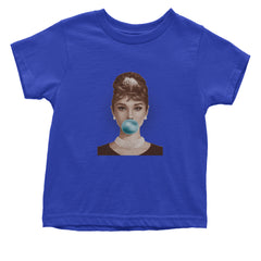 Audrey Hepburn Chewing Bubble Gum American Icon Infant One-Piece Romper Bodysuit Or Toddler T-shirt Royal Blue