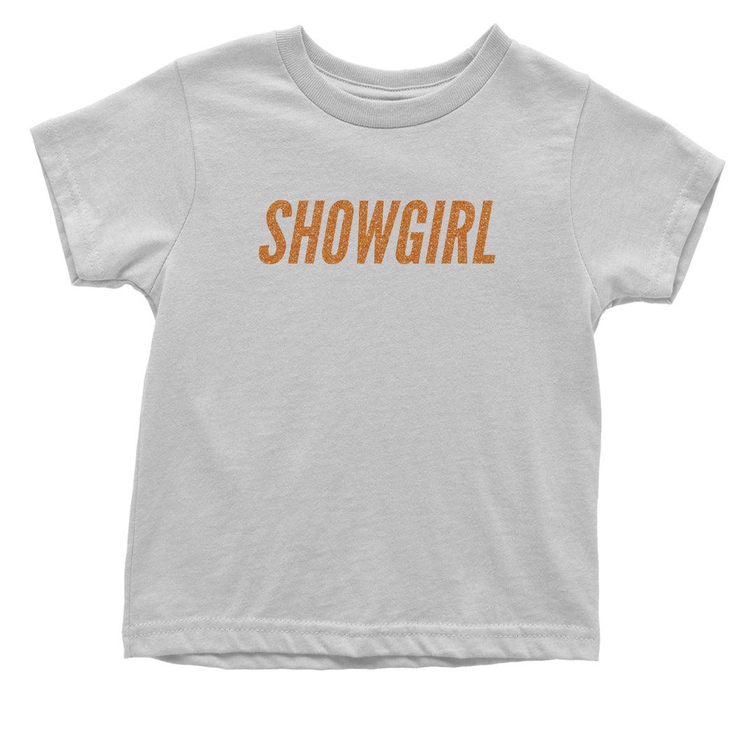Showgirl Orange Glitter Infant One-Piece Romper Bodysuit Or Toddler T-shirt White