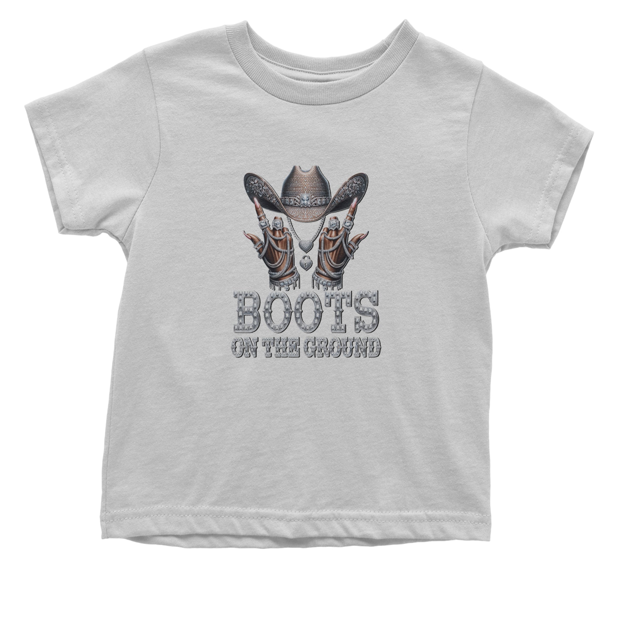 Boots On The Ground Bling Infant One-Piece Romper Bodysuit Or Toddler T-shirt White