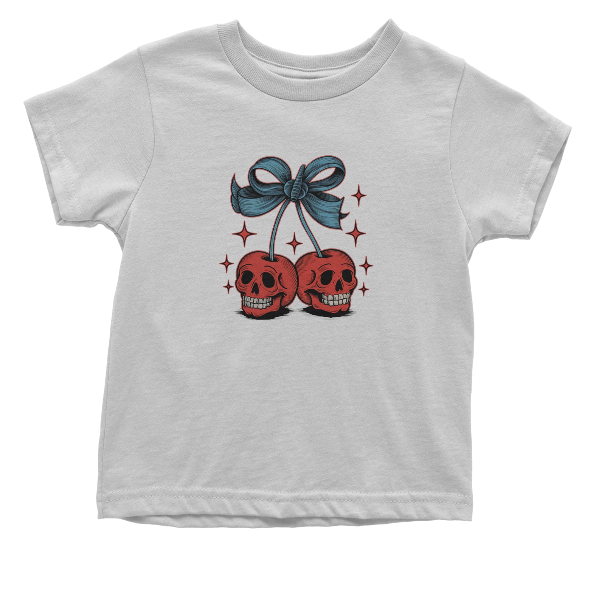 Cherry Skulls Retro Tattoo Infant One-Piece Romper Bodysuit Or Toddler T-shirt White