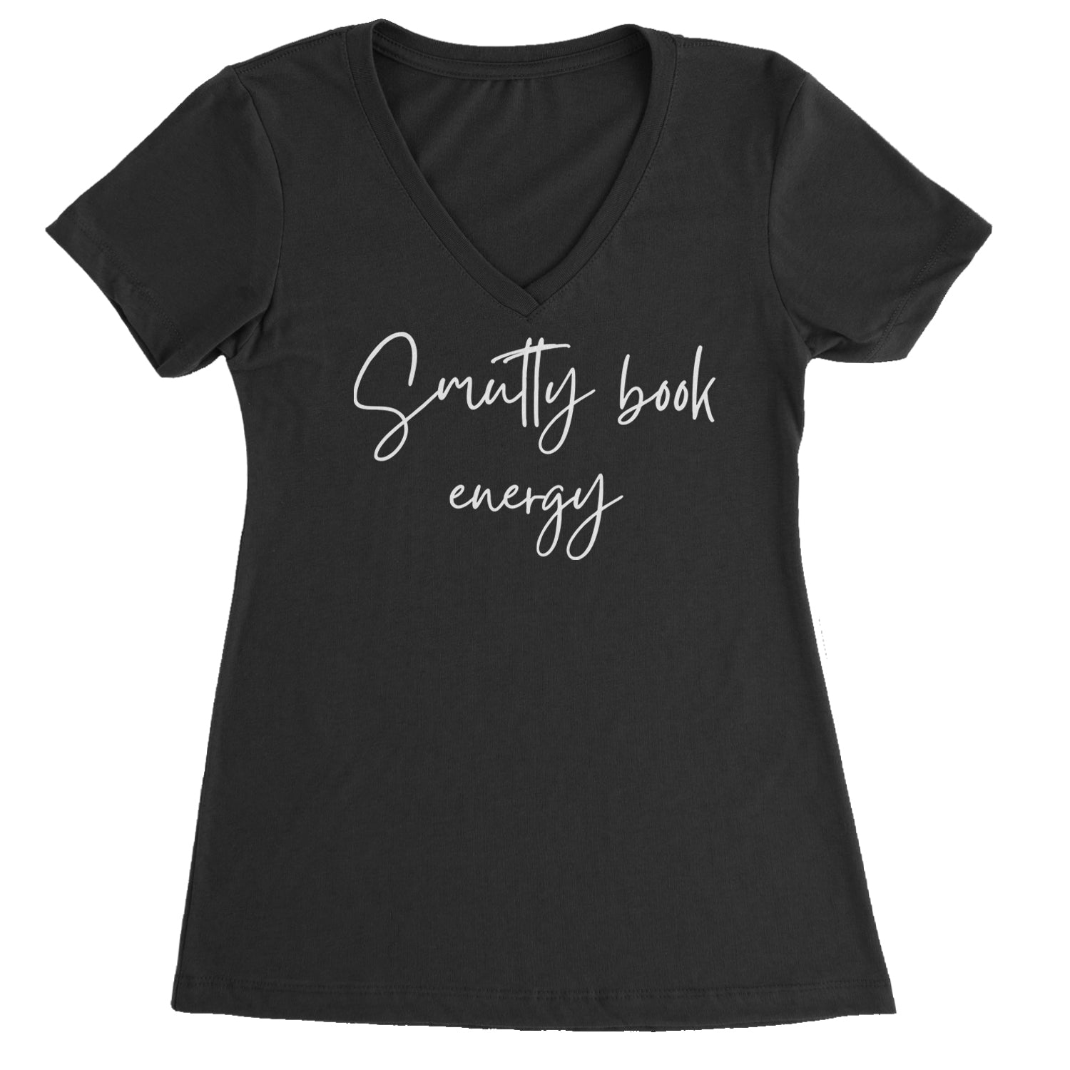 Smutty Book Energy Romantasy Ladies V-Neck T-shirt Black