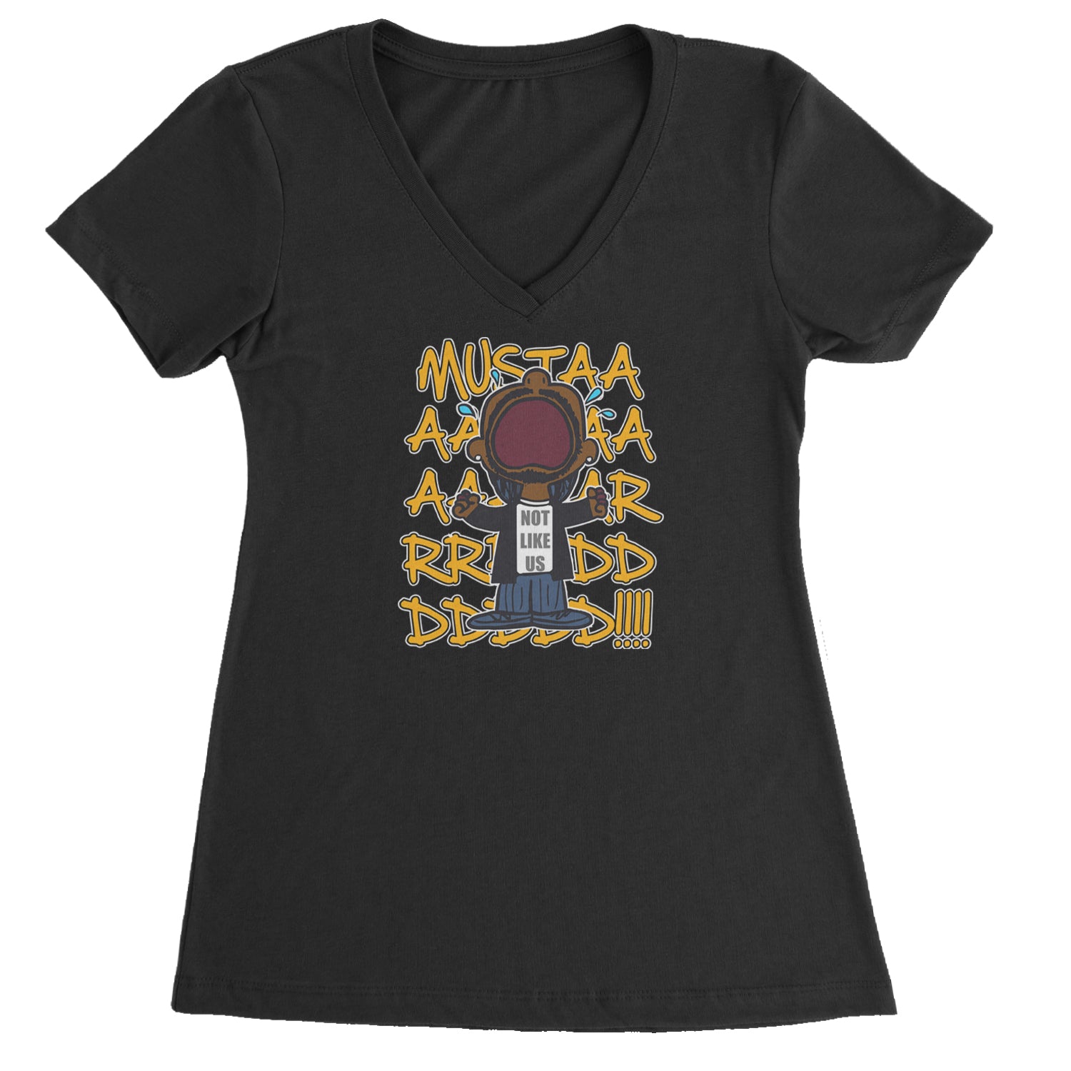 MUSTARD! Not Like Us Tv Off Ladies V-Neck T-shirt Light Pink